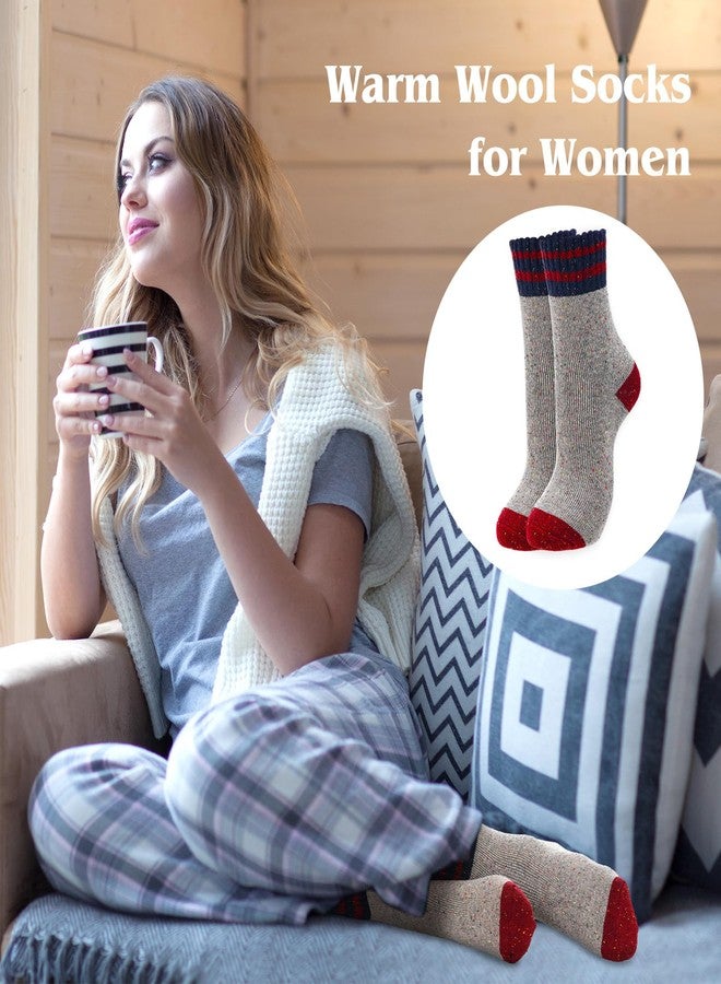 ShinyMatch 10 Pairs Womens Wool Socks Winter Warm Thermal Vintage Casual Striped Crew Thick Socks for Cozy Boot Soft Christmas Gift - Image 5